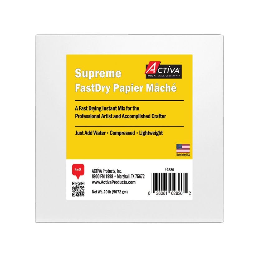 ACTIVA Supreme FastDry Papier Mache – A Fast Drying, Premium Instant Mix for The Professional Artist and Passionate Crafter - 20 Lbs - Made in The USA - No Tariffs