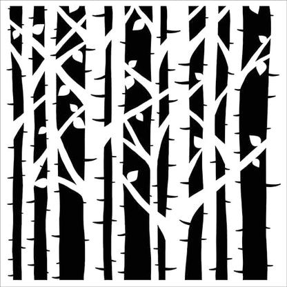 The Crafter’s Workshop - Reusable Birch Tree Stencil for Painting and Crafts – Elegant Reversed Branches Pattern for Wood, Canvas, and Journals – 2 Pk, 6" x 6" – Birch Trees/Reversed Branches - style: Birch Trees / Reversed Branches