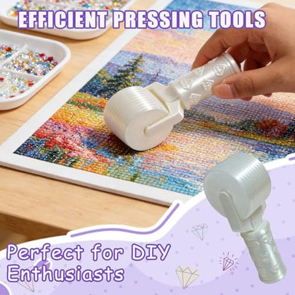 Jzzuau Diamond Art Roller, Diamond Painting Roller Set, Essential DIY Craft Tool for Smooth Pressing Rhinestone Embroidery and Diamond Art - color: White