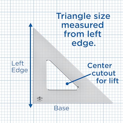 ALVIN - Smoke-Tint Acrylic Triangle Ruler, Multipurpose Tool for Drafting, Design, and Architecture, Great for Machining and Woodworking (8" 45/90 Degree) - size: 8", style: 45/90 Degree