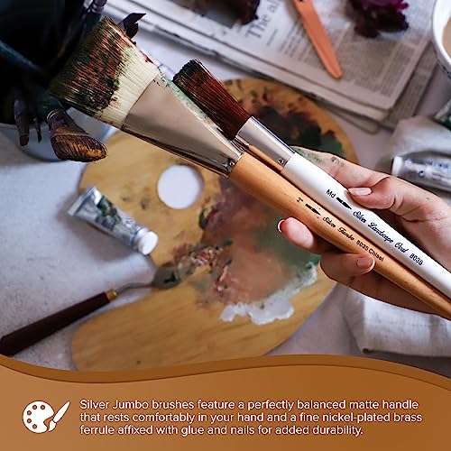 Silver Brush Limited 8036XLG Silver Jumbo Landscape Oval Brush, Large Murals, Easel Painters and Furniture, Size Extra Large, Short Handle - size: X-Large
