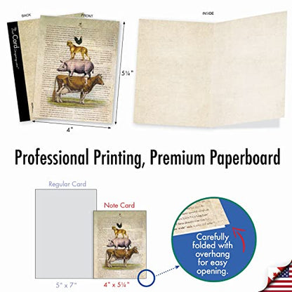 The Best Card Company - 10 Assorted Blank Note Cards Bulk Box Set 4 x 5.12 Inch with Envelopes (10 Designs, 1 Each) Boxed Assorted Kid Cards of Pets - FARM STAND M6595OCB - style: Farm Stand