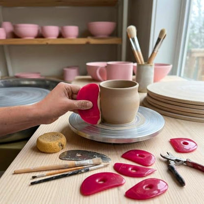 DIYOOHOMY Pottery Ribs for Pottery Tools and Clay Tools, Soft Silicone Ceramic Supplies Kit for Shapes Sculpting,Mud,Trimming,Throwing (6) - color: red-6