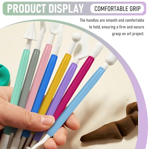 Clay Tools 18PCS Air Dry Clay Double-Ended Tool Kit Plastic Clay Sculpting Tools Set for DIY Pottery, Modeling Molding Polymer Clay