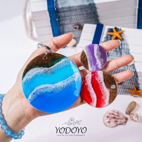YODOYO 31-Cavity Silicone Resin Mold Set, Flat Circle, Square and Oval Keychain Molds, Round Earring with Hole and Jewelry Casting Molds for Epoxy Resin, DIY Pendant, Necklace, Pet Tag Mould