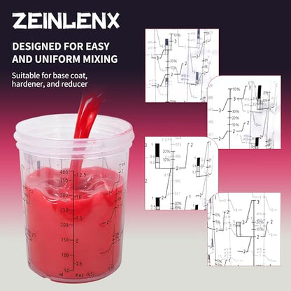 Disposable Paint Gun Cups for Spray Gun, 13oz(400ML) 50 Liners Kit | 50 Pack Disposable Liners and Lids For HVLP & LVLP Automotive Spray Gun, Car Painting, and Furniture - size: 13 ounce