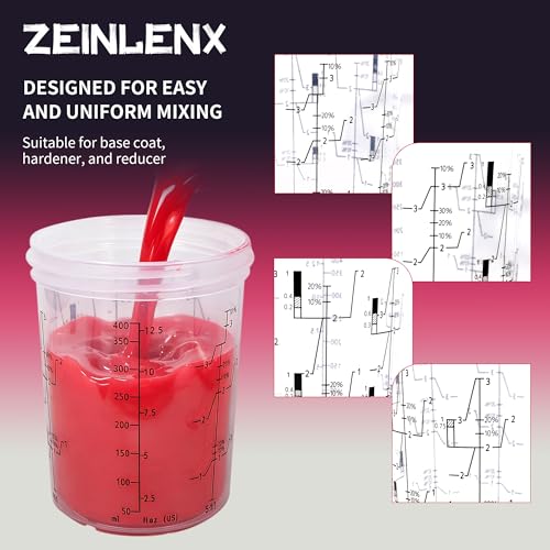 Disposable Paint Gun Cups for Spray Gun, 13oz(400ML) 50 Liners Kit | 50 Pack Disposable Liners and Lids For HVLP & LVLP Automotive Spray Gun, Car Painting, and Furniture - size: 13 ounce