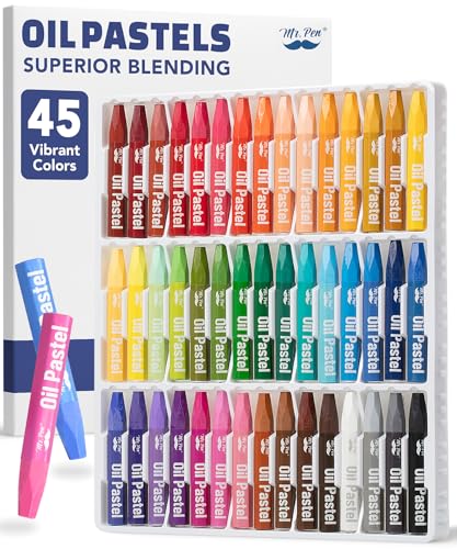Mr. Pen- Oil Pastels for Artists, 45 Pack, Assorted Colors | Hexagonal Oil Pastel Sticks for Paper, Canvas, Black Paper & Wood, Smooth Blending Pastels for Beginners
