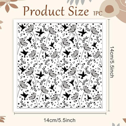 CHGCRAFT Hummingbird Polymer Clay Texture Sheets Leaves Silicone Texture Stamp Clay Texture Mat Modeling Pattern Pad Texture Sheets for Jewelry and Clay Earrings Tools, 5.5x5.5 inch - style: Hummingbird