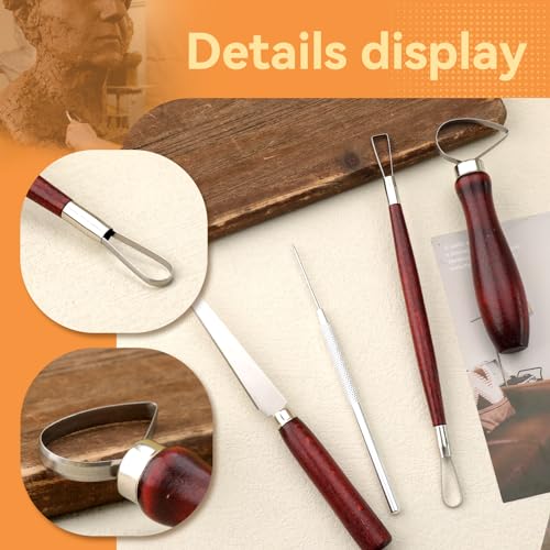 Pottery Tools Kit, Clay Tools Set, Ceramic Tool Kit, Pottery Tools and Supplies with Clay Cutting, Modeling, Trimming Tools for Smoothing, Cleaning, Carving - color: Red
