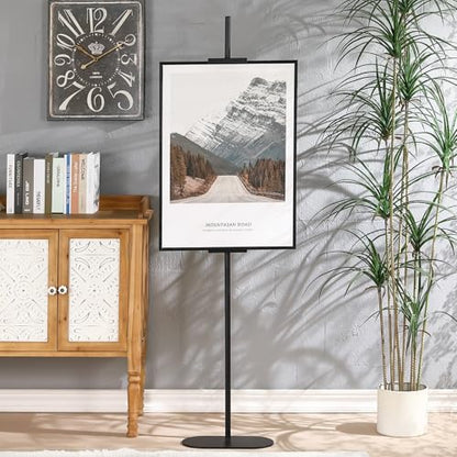 Easel Stand for Sign, Adjustable Display Stands for Frames up to 64", Black Metal Floor Easels for Painting, Picture Frame Holder Easel for Art Signs Photos, Iron Easel with Base for Home Events