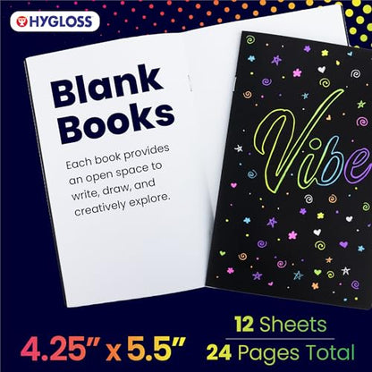 Hygloss Blank Books - Bulk 10 Pack – 4.25" x 5.5" A6 Black Paperback Blank Books for Kids to Write Stories, Doodle, Arts & Crafts – Plain Drawing Sketchbook, Unlined Journal, Notebook Without Lines - color: Black, style: 10 Books
