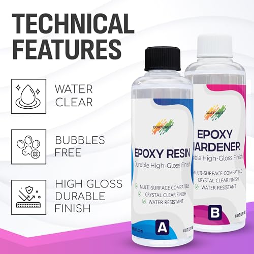 Epoxy Resin 1 Gallon Kit – Clear High-Gloss Finish for Coating Wood, Concrete, Stone & More | Easy to Use, No Bubbles, Self-Leveling | Perfect for Arts & Crafts & More