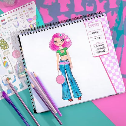 Fashion Angels Fashion Design Sketch Portfolio, Includes 40 Sketch Sheets, 4 Stencil Sheets & Stickers, Fashion Sketch Pad for Beginners & Kids Ages 6+ - color: Fashion Design