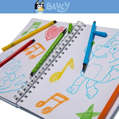 Bluey Sketchbook for Kids with Washable Markers, 86 Blank Pages Spiral Bound, Light Blue - color: Bluey- Light Blue