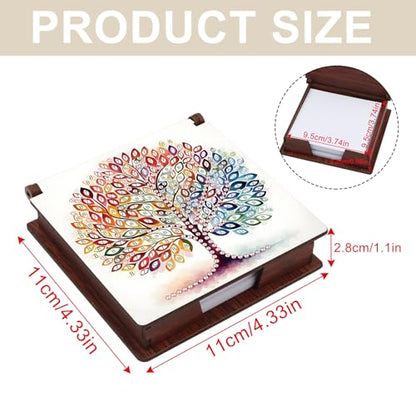 Diamond Painting Kit memo Box, Diamonds Art DIY Four Seasons Tree Patterns Sticky Note Box Special Shape Drill, with 160 Sticky Note, Ideal for Home Office Supplies, Handicrafts, Holiday Gifts - color: Four Seasons Tree