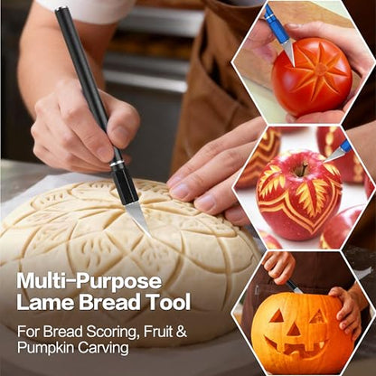 Upgraded Bread Lame 2-Pack, Professional Sourdough Scoring Tool with 20 Stainless Blades, Non-Slip Ergonomic Grip & Storage Case, Bread Scoring Tool for Home Bakers & Artisan Bread Making