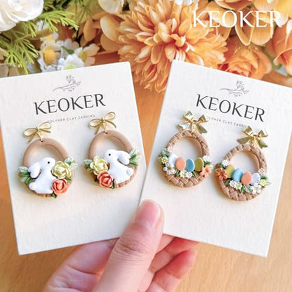 KEOKER Polymer Clay Cutters - 21 Shapes Easter Egg Cutters for Jewelry Making - color: Easter clay cutters A+B