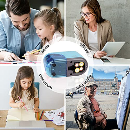 Eagle Electric Pencil Sharpener, Battery Powered Sharpener, LED Light Shinning During Sharpening, Portable, with Reusable and Replaceable Blade, Suitable for Kids, Ideal School Office Supplies(Blue) - color: Blue