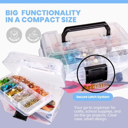 ArtBin 6890AG Small Project Box, Portable Art & Craft Organizer with Lift-Out Tray, [1] Plastic Storage Case, Clear - size: Small