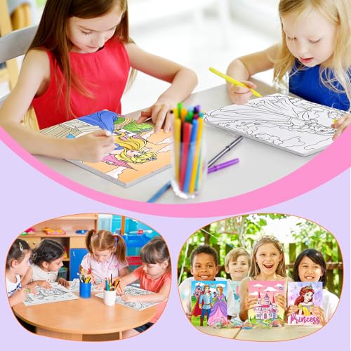 Ireer 12 Set Paint Party Set 8 x 10 Sip and Paint Kit Include 12 Printed Pre Drawn Canvas Panel, Wooden Easels, Palettes, Pots, Apron 36 Brushes for Adult Art DIY Party(Princess) - style: Princess