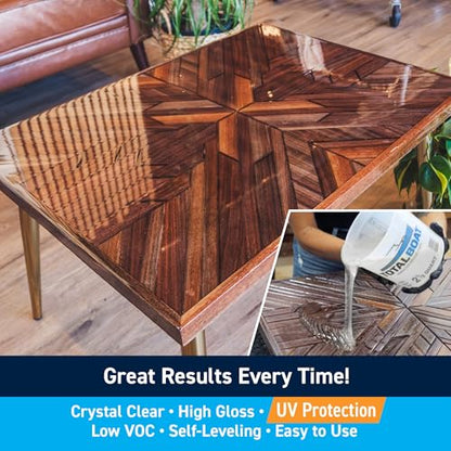 TotalBoat Table Top Epoxy Resin Kit - 4 Gallon Crystal Clear Formula with High Gloss & UV-Resistance - Easy 1:1 Ratio for DIY Bar and Counter Coating, Woodworking, and Original Art Casting