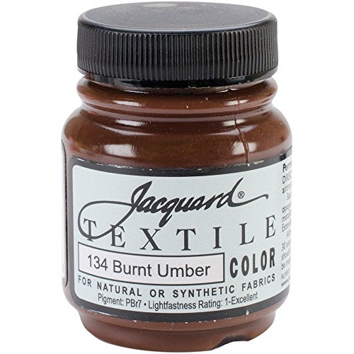 Jacquard Textile Color Burnt Umber- Permanent Fabric Paint for Clothes, Furniture Upholstery, Shoes or Tote Bags – Indoor & Outdoor Fabric Paint – 2.25 Oz Jar, Upholstery Fabric Paint - color: Burnt Umber, size: 2.25 Fl Oz (Pack of 1)