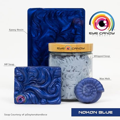 Eye Candy Pigments Premium Blue Mica Powder - Nokon Blue (50gr) - for Epoxy, Resin, Soap, Paint, Woodworking, Acrylic Pouring, Bath Bombs, Fishing Lures - DIY Arts and Crafts Additive - color: Nokon Blue