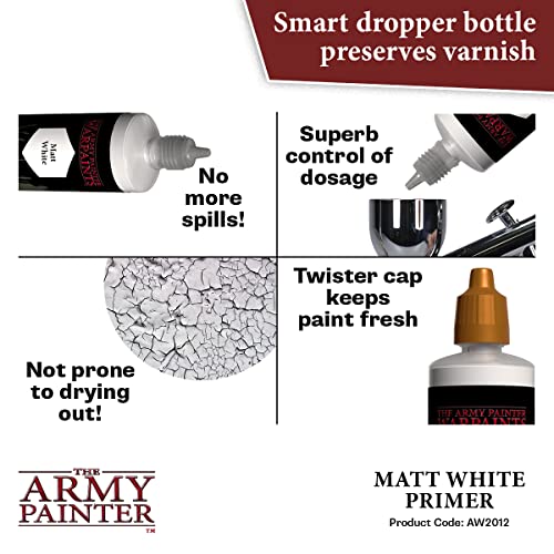 The Army Painter, Warpaints Air: Matt White Airbrush Primer, 100ml Acrylic Paint Primer for Airbrushing and Painting Wargaming Miniatures, Perfect for Dnd & Warhammer Figures