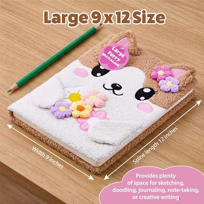 VOTUM Flower Cat Fuzzy Sketch Book: Personalized Artist Sketchbook with 3D Flowers: Sketching, Drawing and Creative Doodling. Notebook and Sketchbook to Draw and Journal (Flower Garden) - color: Fur