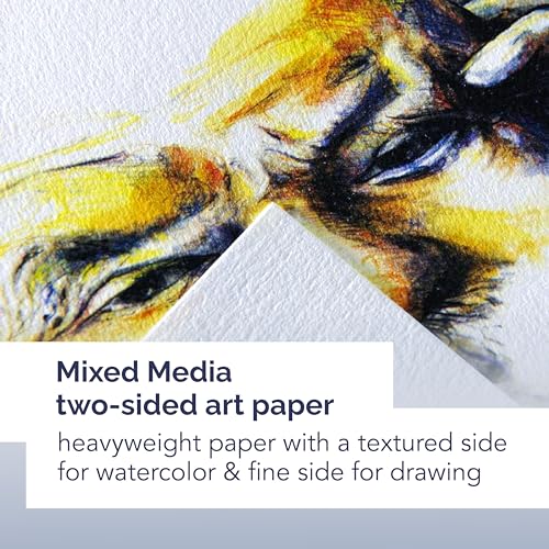Canson Mixed Media Art Book, 8.3x11.7 inches, 56 Sheets, Blue Cloth Hardcover, Side Wire - Professional Artist Notebook for Painting, Sketching, Drawing - size: 8.3x11.7 inches
