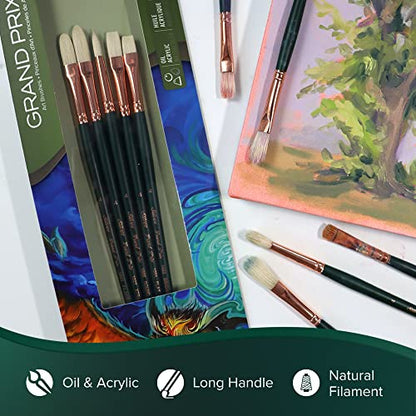 Silver Brush GP-1050 Grand Prix Long Handle Brush Set, 5 Per Pack - color: Paintbrush Set, size: 5/Pack