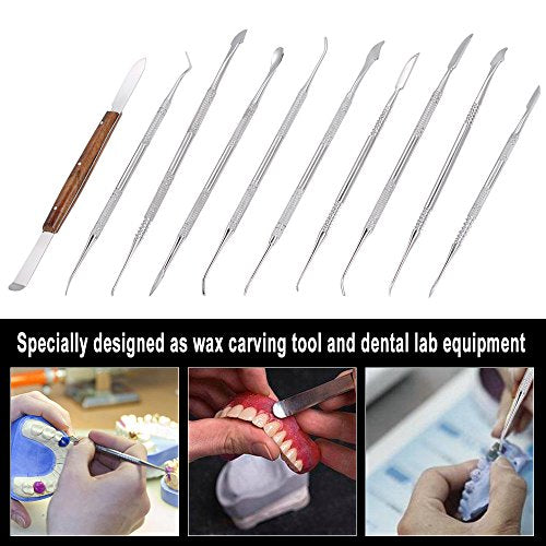 Angzhili Stainless Steel Dental Wax Carver Tools,10 Pcs Plaster Carving Knife,Wax Carving Kit for Wax Shaping,Dental Lab Tool,Dentist Sculpture Instruments Kit with Case