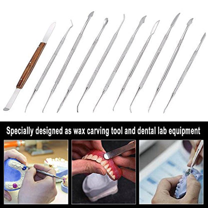 Angzhili Stainless Steel Dental Wax Carver Tools,10 Pcs Plaster Carving Knife,Wax Carving Kit for Wax Shaping,Dental Lab Tool,Dentist Sculpture Instruments Kit with Case