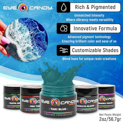 Eye Candy Taki Blue Resin Pigment Paste – Highly Pigmented Epoxy Color, 2 oz, Solid Non-Metallic, Mixable for Custom Shades - color: Taki Blue
