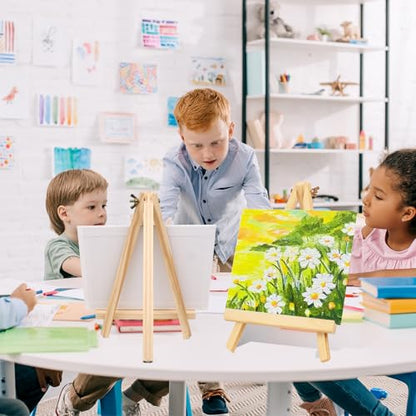 ESRICH 11.8In Wood Easels,Tabletop Painting Display Easels, Painting Party Easel, Kids Student Tabletop Easels for Painting,Portable Canvas Photo Picture Sign Holder（4 Pack ） - style: 11.8''-4PK