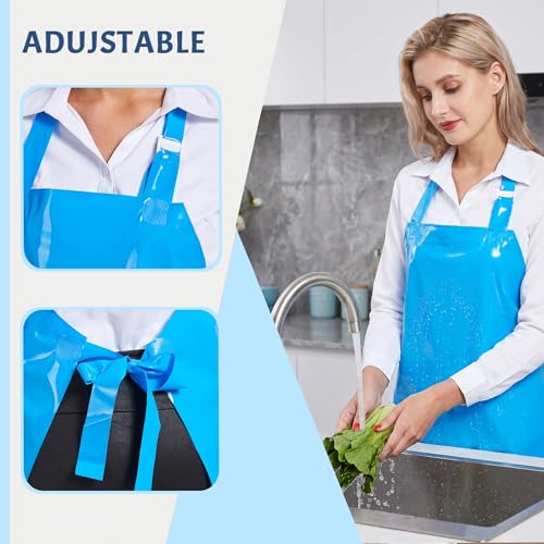 Nanxson TPU Waterproof Apron Lightweight Work Apron with Adjustable Buckle | Liquid Resistant,Neck buckle design,Easy to clean,Unisex,Butcher Apron for Dishwashing Grooming,Halloween - color: Blue