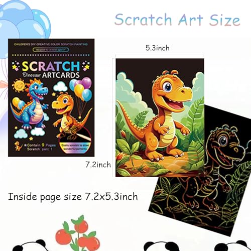 18 Sheets Rainbow Scratch Art Paper Animals Paint by Scratch 7.2 * 5.3inch Black Scratch Art Adult for DIY Crafts Supplies（Animal Themes） - style: Animal Themes