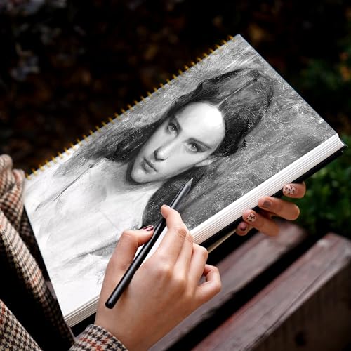 Hardcover Sketchbook for Drawing Spiral Sketch Book for Adult Kids 8.5 x 11 | 100gsm 68lb 120 Sheets Sketch Pad Premium Drawing Book Art Supplie,Black - color: Black