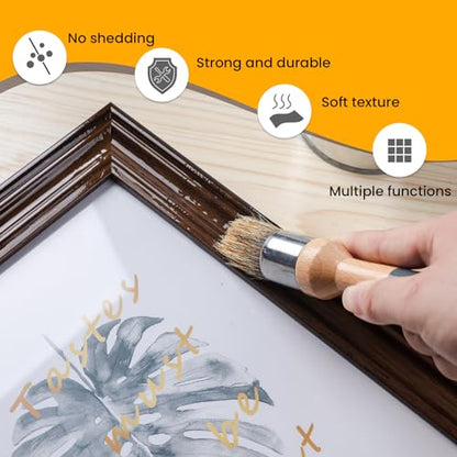 Chalk Paint Brush, 2 Pack Wax Brushes and Chalk Paint for Furniture DIY Art Crafts, Natural Bristle Round Oval Brush for All Painting and Waxing - size: Small Round, 2 Pack