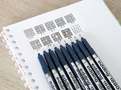 edding 1880 profipen - black - 10 pens - line width 0.7 mm - fineliner pen for precise writing, sketching and technical drawing - fine, metal-encased nib - suitable for use with rulers and stencils - color: 07: 10 Pens - 0.7mm - Black