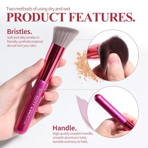 BS-MALL Makeup Brushes 14 pcs Makeup Tools Kit Premium Synthetic Powder Foundation Contour Concealers Lip Brushes with Makeup Sponge & Eyeshadow Applicator Kit - color: Hot Pink