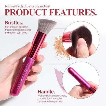 BS-MALL Makeup Brushes 14 pcs Makeup Tools Kit Premium Synthetic Powder Foundation Contour Concealers Lip Brushes with Makeup Sponge & Eyeshadow Applicator Kit - color: Hot Pink