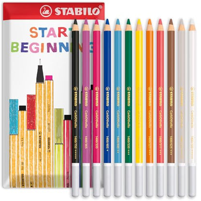 STABILO Chalk-Pastel Pencil CarbOthello - Pack of 12 - Primary Tones