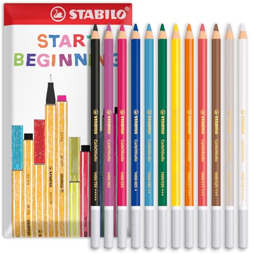 STABILO Chalk-Pastel Pencil CarbOthello - Pack of 12 - Primary Tones