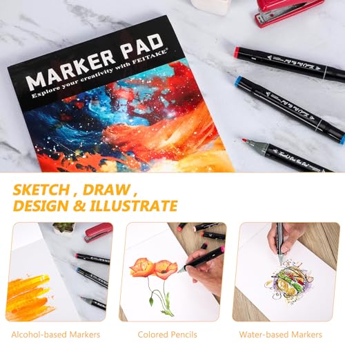 A5 Marker Paper Sketchbook Bleedproof Alcohol Markers Pad 60pages (30sheets) Double-Sided 120lb (200gsm) Thick Marker Paper Drawing Art Notebook Gift for Kids Artists - color: A5-1 Pad