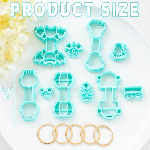 Tainsky Halloween Shapes Keychain Polymer Clay Cutter, 10 Shapes Fall Polymer Clay Keychain Cutters (A) - color: Keychain-A