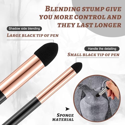 Kosiz 6 Pcs Blending Sponge Pen Double Headed Rub and Buff Washable Sketch Rubbing Sponge Brush Wipe Reusable Blending Stump Drawing Art Blenders for Artist Highlight Shadow Detail Tool (Gold) - color: Gold