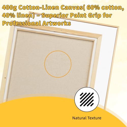 4 Pack 16 x 20 inch Floater Frame Canvas –Gallery Wrapped Canvas Set | Cotton-Linen Blend (400 gsm), Triple Acid-Free Gesso, Warp Resistant, Ready to Hang for Oil and Acrylic - color: Light Brown, size: 4pk-16x20 in
