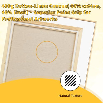4 Pack 16 x 20 inch Floater Frame Canvas –Gallery Wrapped Canvas Set | Cotton-Linen Blend (400 gsm), Triple Acid-Free Gesso, Warp Resistant, Ready to Hang for Oil and Acrylic - color: Light Brown, size: 4pk-16x20 in